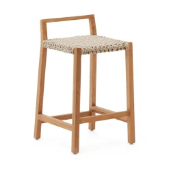 Barkruk Giverola Teakhout en gevlochten touw (zithoogte 67cm)