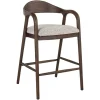 Barstoel Mihara Geweven stof en hout, kleur Mocca (zithoogte 70cm)