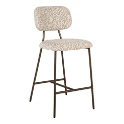 Barstoel Xenia Leopard stof, kleur Beige (zithoogte 66cm)
