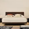 Bed Norlen incl. hoofdbord met LED-verlichting, Walnootfineer