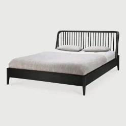 Bed Spindle Gevernist Eikenhout, kleur Zwart