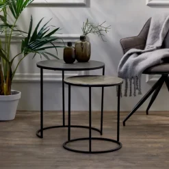 Bijzettafel Talca Set van 2 stuks, 40/49cm, kleur Antiek Lood