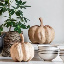 Decoratie Pumpinks Teakhout, Set van 2 stuks
