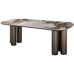 Deens Ovale Eettafel Langford Marmerlook en eiken, 230 x 110cm