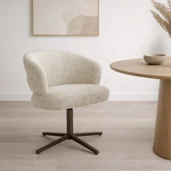 Draaibare Eetkamerstoel Blake Geweven stof, kleur Beige