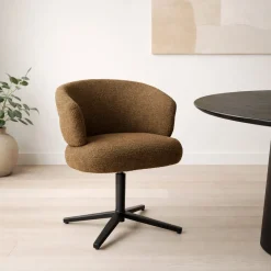 Draaibare Eetkamerstoel Blake Geweven stof, kleur Caramel