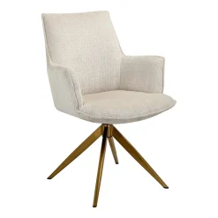 Draaibare Eetkamerstoel Dakota Met armleuning, Chenille, kleur Beige