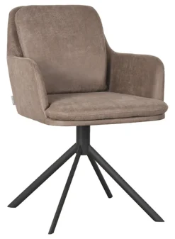 Draaibare Eetkamerstoel Joy Micro Suede, kleur Taupe