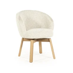 Draaibare Eetkamerstoel Livia Bouclé en eikenhout