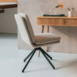 Draaibare Eetkamerstoel Tyler Bouclé, kleur Beige