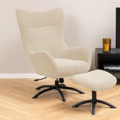 Draaifauteuil Keaton met voetenbankje