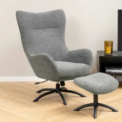 Draaifauteuil Keaton met voetenbankje