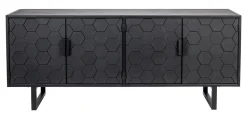 Dressoir Derrius Dennenhout, 140cm, kleur zwart