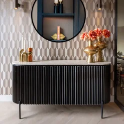 Dressoir Hampton Travertin 160cm, kleur Dark Brown