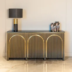 Dressoir Les Arcs Brass en marmer, 160cm