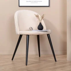 Eetkamerstoel Amon Velvet, kleur Beige