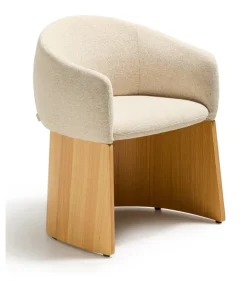 Eetkamerstoel Bosca Chenille en eiken, kleur Beige