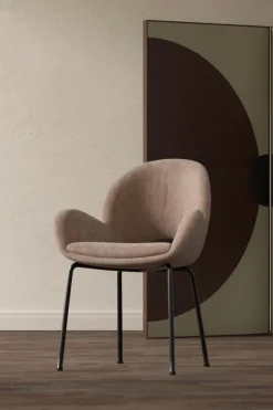 Eetkamerstoel Chelci Velvet, kleur Bruin