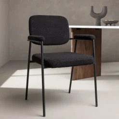 Eetkamerstoel Chemere Bouclé, kleur Zwart