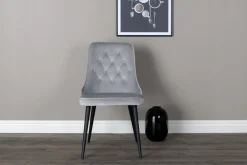 Eetkamerstoel Damar Velvet, Zwart onderstel
