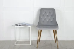 Eetkamerstoel Damar Velvet, Messing onderstel