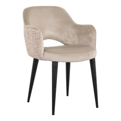 Eetkamerstoel Giovanna Velvet en stof, kleur Khaki/Rose