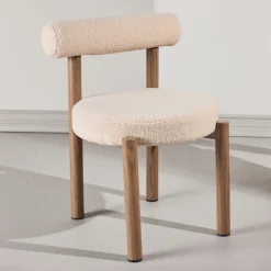 Eetkamerstoel Kashia Bouclé en houtlook