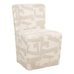 Eetkamerstoel Lorain Met wieltjes, Graffic stof, kleur Beige