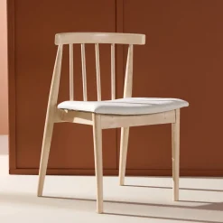 Eetkamerstoel Neomi Rubberhout, kleur Whitewash