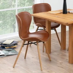 Eetkamerstoel Olle PU, kleur Cognac