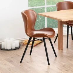 Eetkamerstoel Olle PU, kleur Cognac