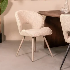Eetkamerstoel Sakura Bouclé, Naturel/Taupe