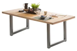 Eettafel Alyne Met zilveren U-poot, Mangohout
