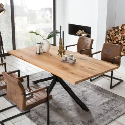 Eettafel Dashawn Eikenhout, kleur Zwart