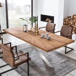 Eettafel Latonja Teakhout, kleur Zilver