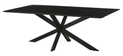 Eettafel Oslo Mangohout en staal, kleur Zwart, 220 x 100cm