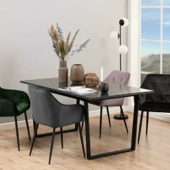 Eettafel Per Marmerlook, 160 x 90cm, kleur zwart