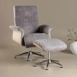 Fauteuil Arnoldo Met voetenbank, Faux Fur