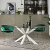 Glazen eettafel Argo met wit onderstel, 160 x 90cm