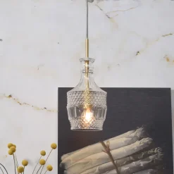 Hanglamp Brussels Recht, Glas, kleur Goud