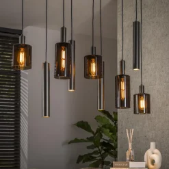 Hanglamp Homer Glas en metaal, 5+4-lamps