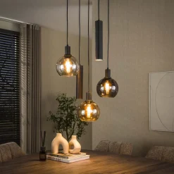 Hanglamp Janetta Glas en metaal, 3+2-lamps