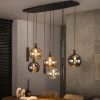 Hanglamp Janetta Glas en metaal, 5+4-lamps