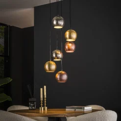 Hanglamp Shaketta 6-lamps, Metal mix