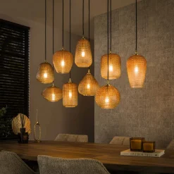Hanglamp Tamecka 9-lamps, kleur Amber