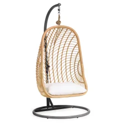 Hangstoel Ekaterina Met standaard, Rotan, kleur Naturel/Donkergrijs