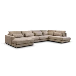 Hoekbank Como 421cm, Chenille, kleur Bruin