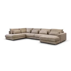 Hoekbank Como 421cm, Chenille, kleur Bruin
