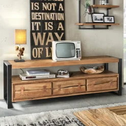 Industrieel TV-meubel Live Edge Acaciahout