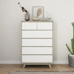 Ladekast Gonzalo kleur Naturel/Wit